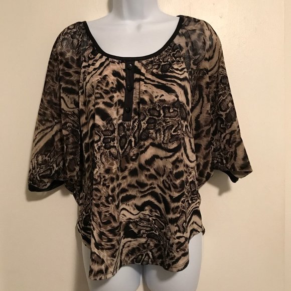 Style & Co. Tops - Style & Co. Animal Print Cape Style Blouse
